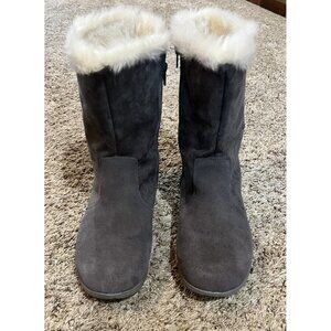 Tony Little Cheecks Water Repellent  Fit Body Gray Side Zip Boots ~ Size 8.5